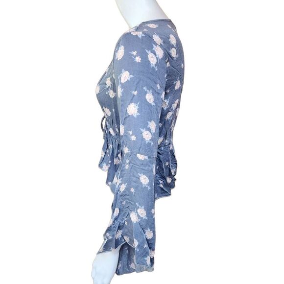 Don't Ask Why Blue & Pink Floral Tie Front Jacket (OS) - Picture 3 of 5